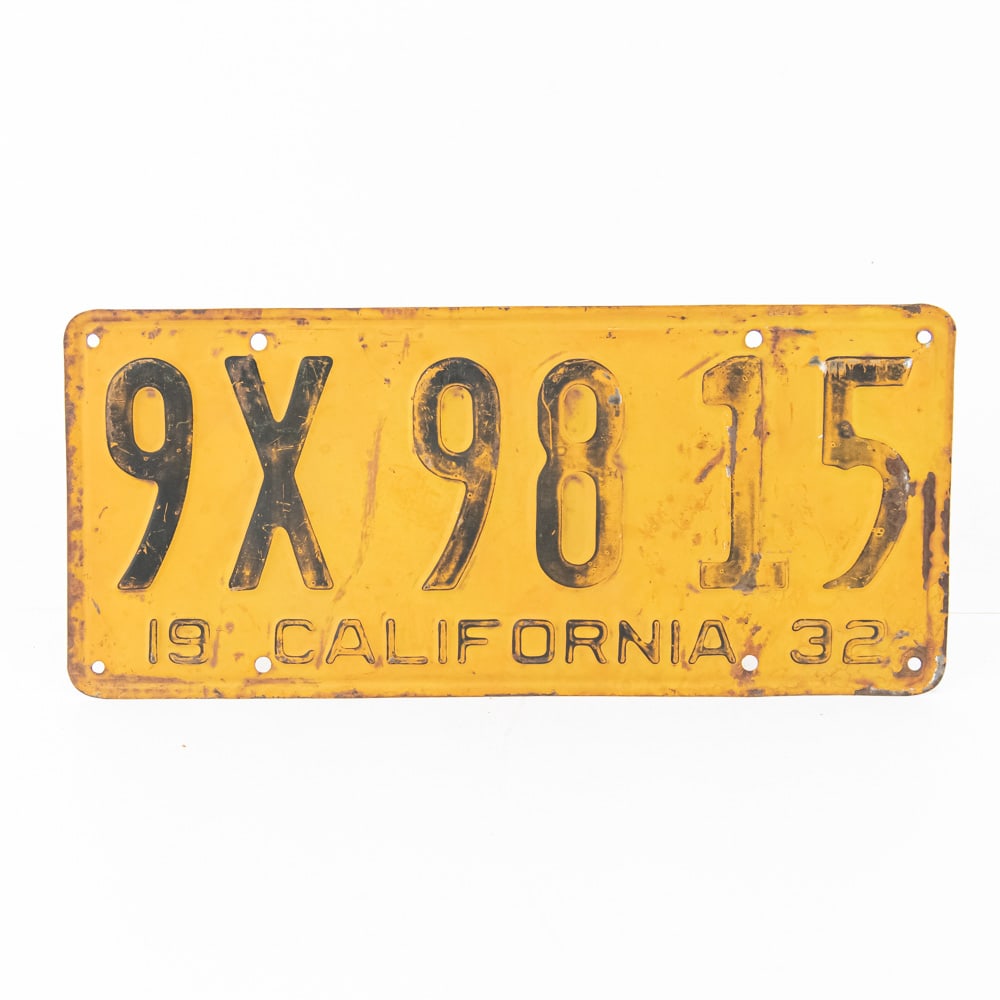 California 1932 License Plate (1 of 4)