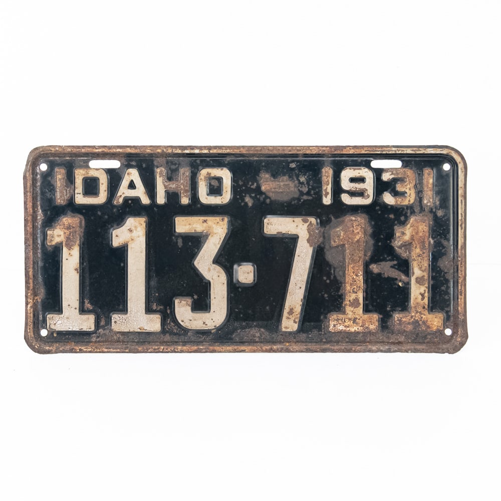 Idaho 1931 License Plate: # 113-711 in fair original condition with surface rust. See pics. From the Jim Dvorak collection.