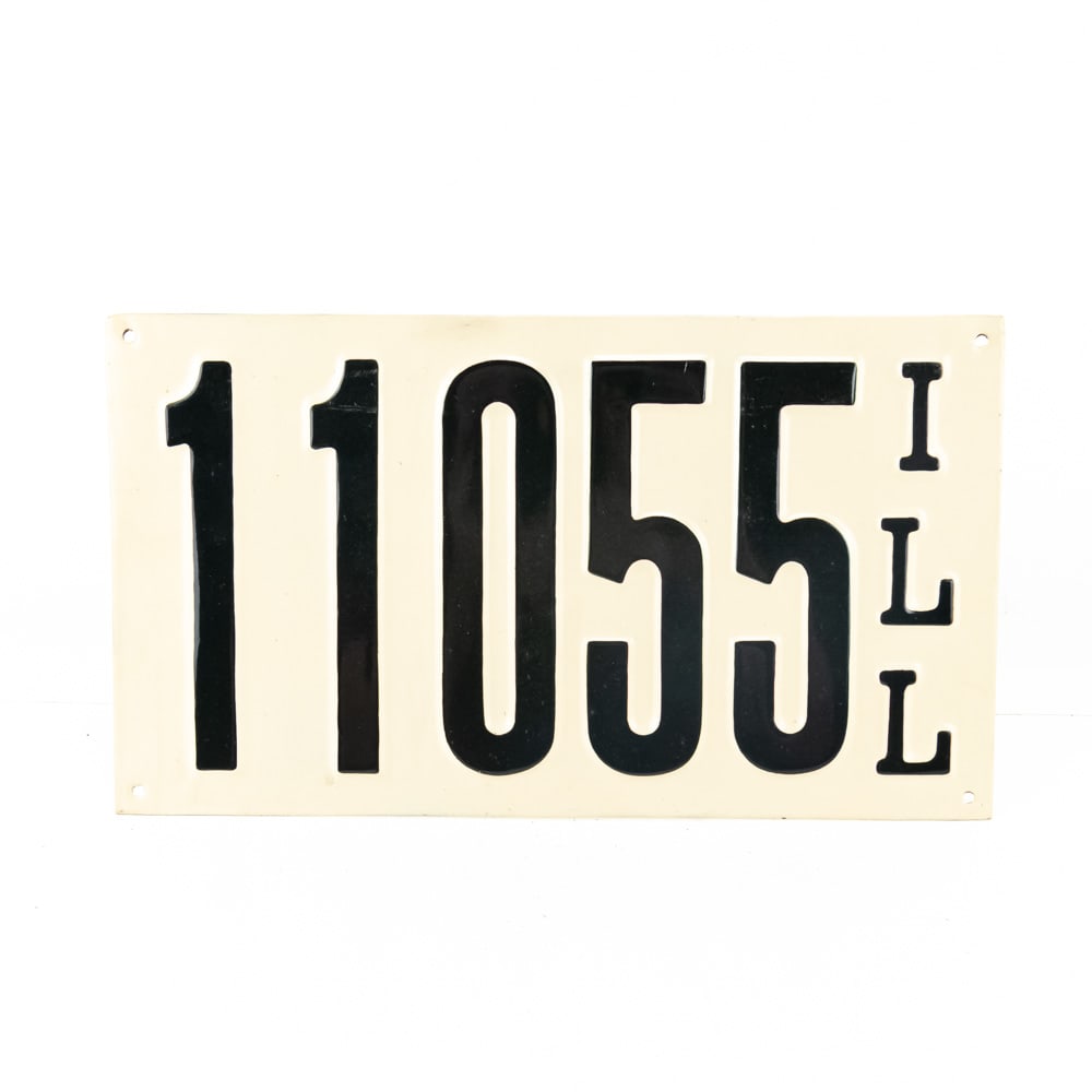 Illinois 1911 License Plate: # 11055 plate in restored VG condition. See pics. From the Jim Dvorak collection.