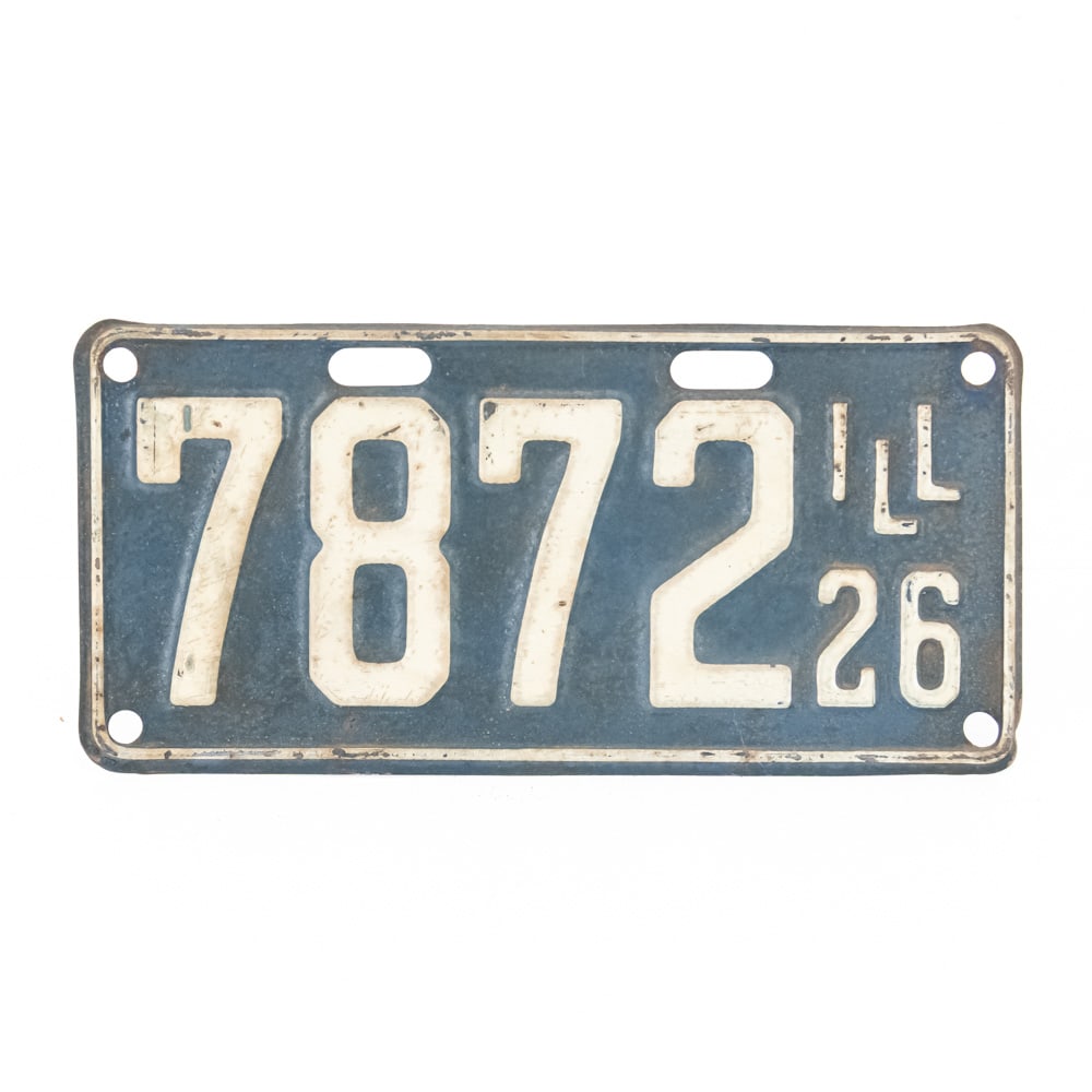 Illinois 1926 4 Digit License Plate: # 7872 in good original condition. See pics. From the Jim Dvorak collection.