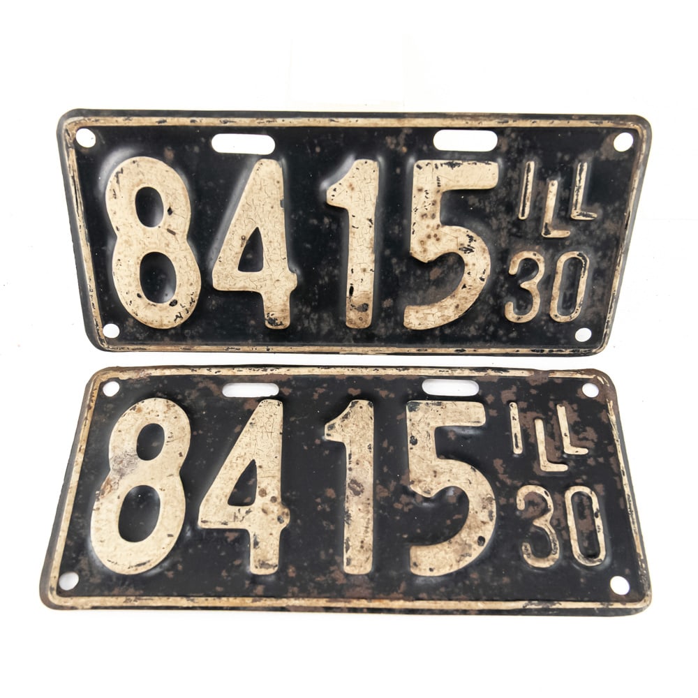 Illinois 1930 4 Digit License Plate Pair: # 8415 pair in fair to good original condition with some rust spotting. See pics. From the Jim Dvorak collection.