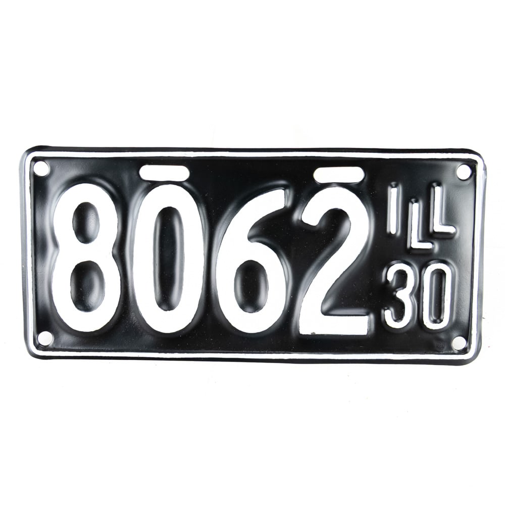 Illinois 1930 4 Digit License Plate: # 8062 high quality repaint in VG+ condition. See pics. From the Jim Dvorak collection.
