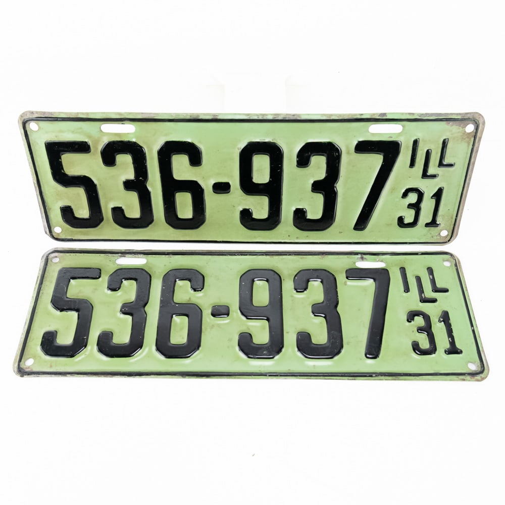 Illinois 1931 License Plate Pair: # 536-937 pair in VG+ original condition. See pics. From the Jim Dvorak collection.