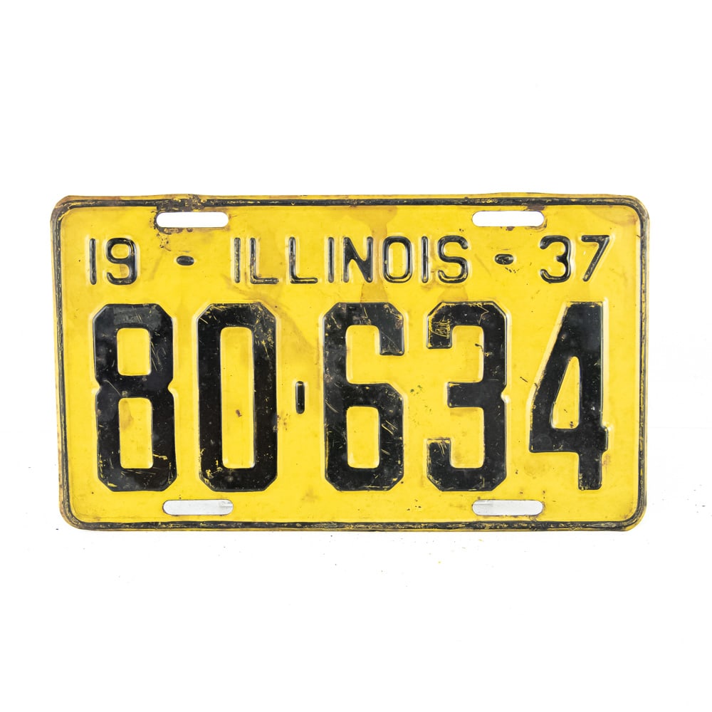 Illinois 1937 License Plate: # 80-634 in good+ original condition. See pics. From the Jim Dvorak collection.