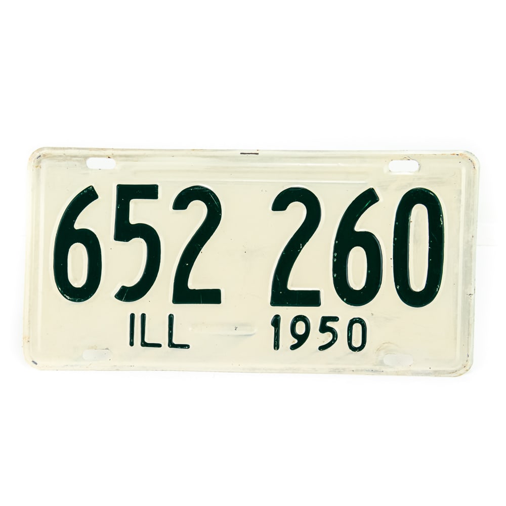 Illinois 1950 License Plate: # 652 260 in VG original condition. See pics.