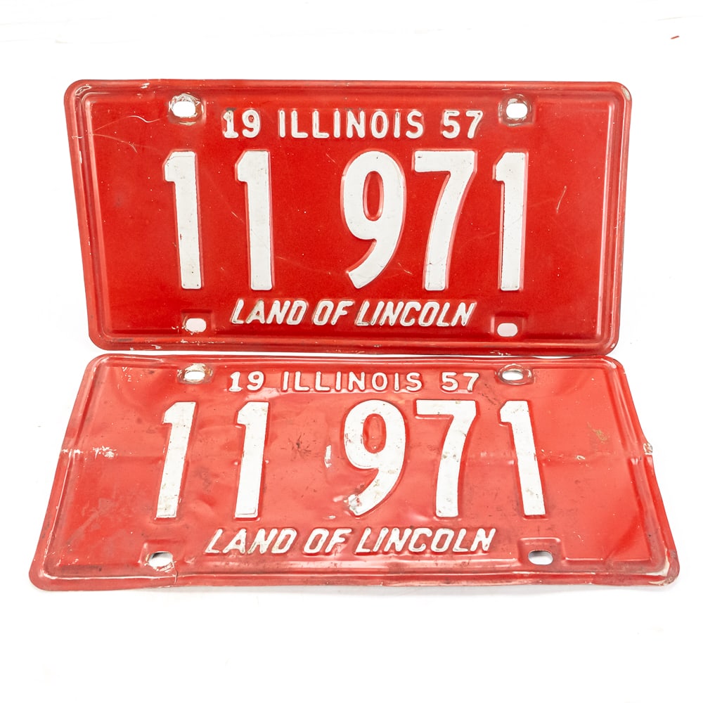 Illinois 1957 License Plate Pair: # 11 971 pair in good original condition. See pics. From the Jim Dvorak collection