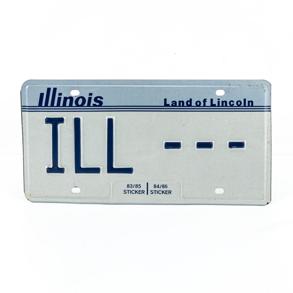 Illinois 83/86 Sample License Plate: # ILL- - - sample plate in VG original condition. See pics. From the Jim Dvorak collection.