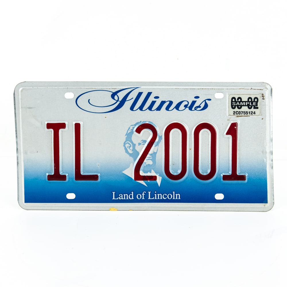 Illinois 2001 Sample License Plate: # IL 2001 sample plate in VG original condition with the sample sticker in the upper right corner. See pics. From the Jim Dvorak collection.