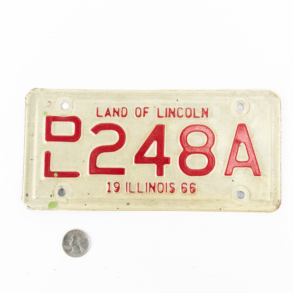 Illinois 1966 Motorcycle Dealer License Plate: # DL 248 A in VG original condition. See pics. From the Jim Dvorak collection.