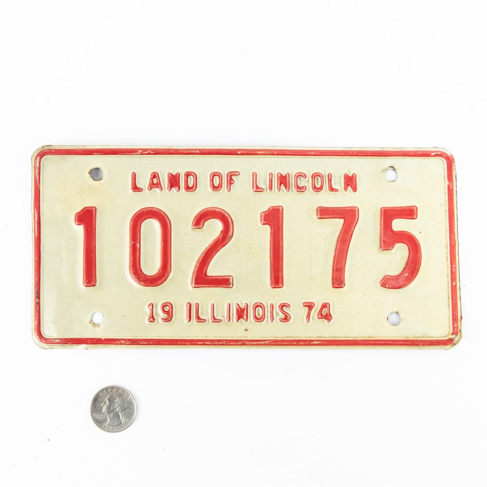 Illinois 1974 Motorcycle License Plate: # 102175 in VG original condition. See pics. From the Jim Dvorak collection.
