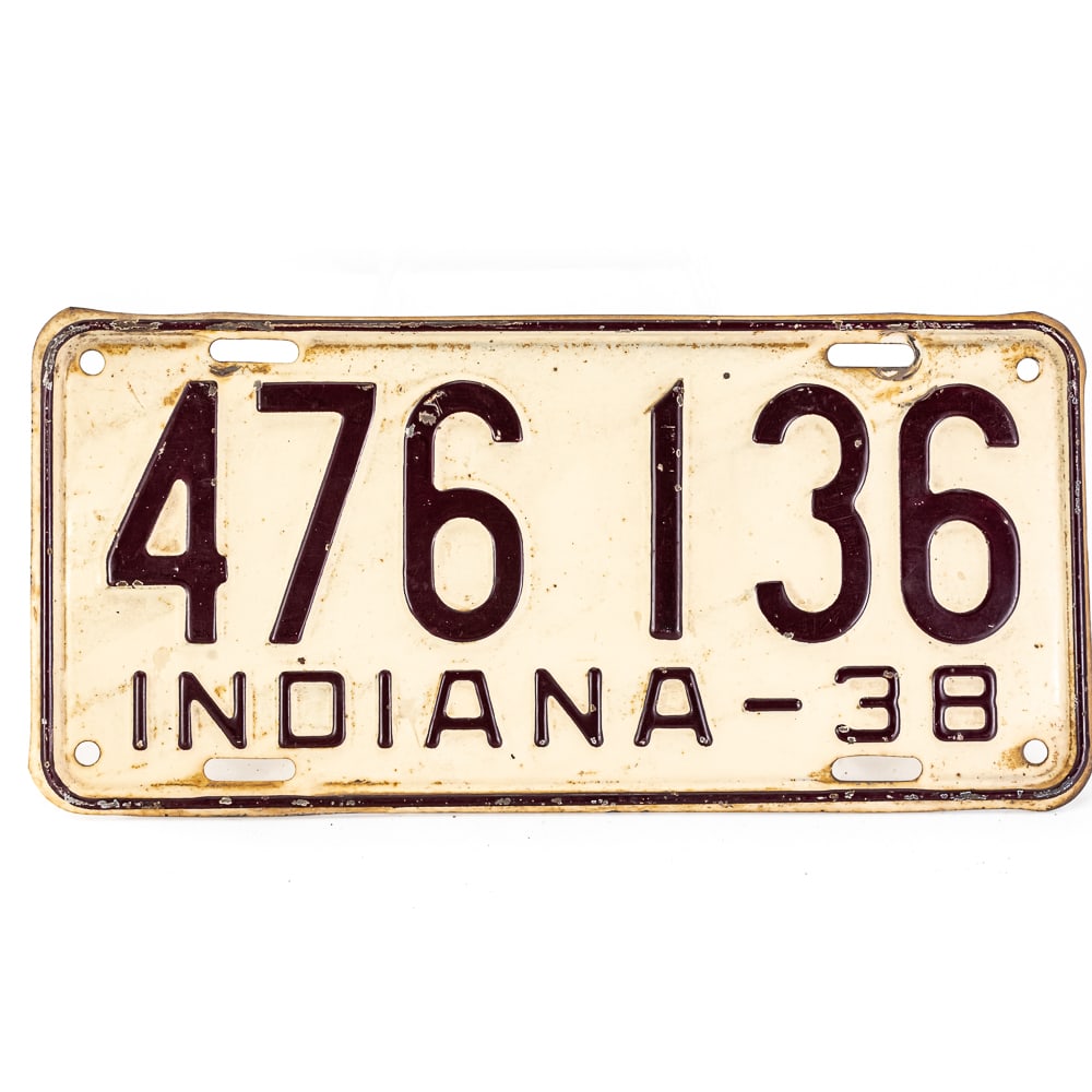 Indiana 1938 License Plate (1 of 4)