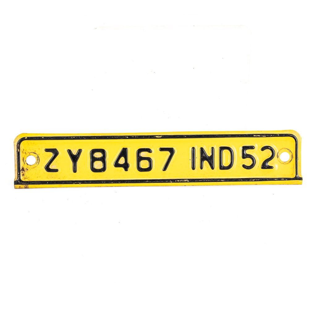 Indiana 1952 License Plate Topper Validator: # ZY8467 validator in VG original condition. See pics.