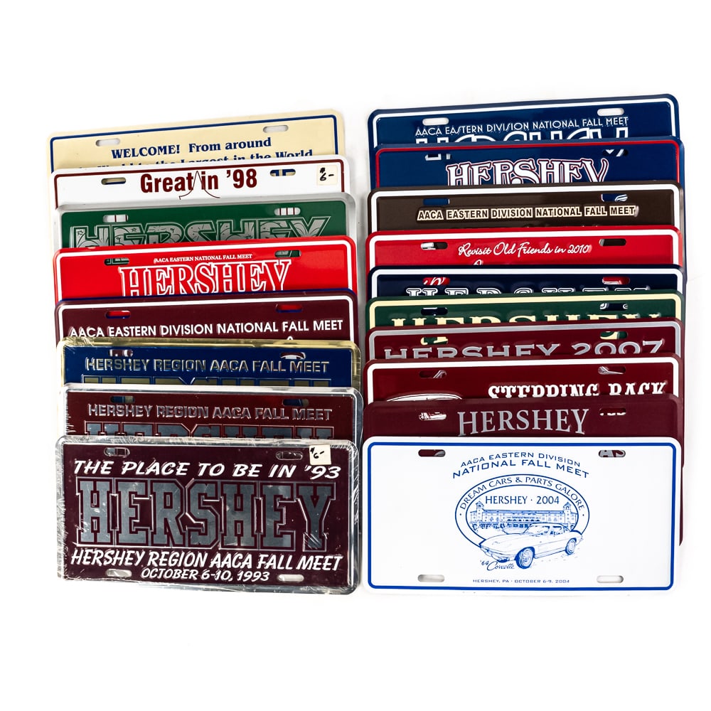 Hershey AACA 1993-2013 Souvenir License Plates: Hershey souvenir plates all in VG+ condition from 1993 - 2013 missing 1996 and 1999, See pics. From the Jim Dvorak collection.