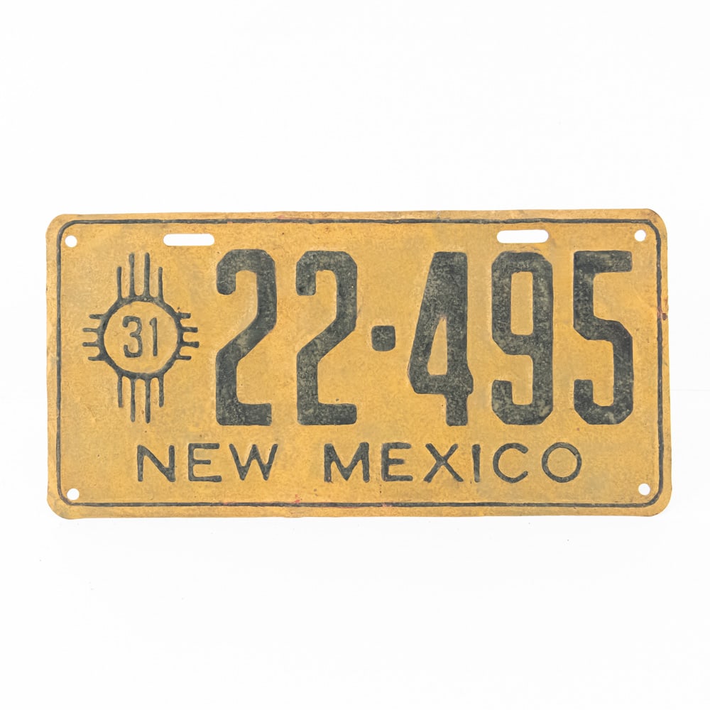 New Mexico 1931 License Plate: # 22-495 repaint in good condition. See pics. From the Jim Dvorak collection.