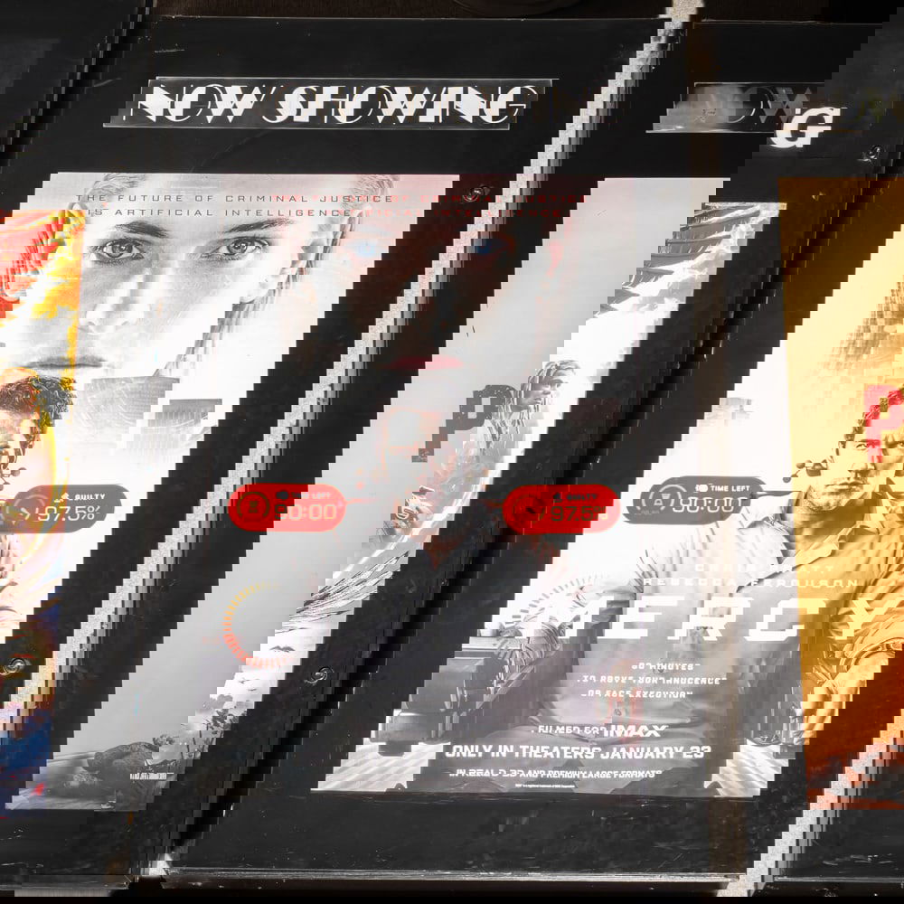 Now Showing Movie Poster Case: Back lit Now Showing one sheet movie poster case in good condition. Has lock and key. Overall measures 31" wide, 53.25" tall, 7" deep. Please use photos to judge condition and bid accordingly.