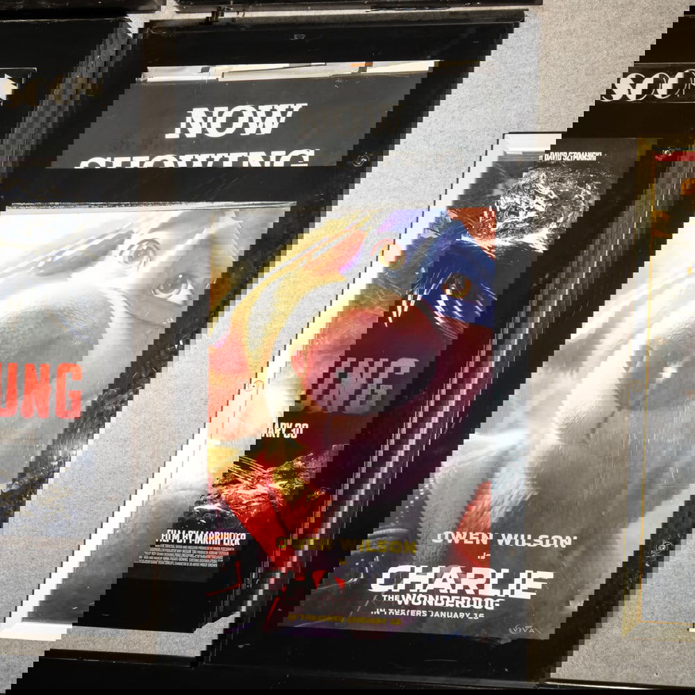 Now Showing Movie Poster Case: Back lit Now Showing one sheet movie poster case in good condition. Has lock and key. Overall measures 32" wide, 57.5" tall, 3.5" deep. Please use photos to judge condition and bid accordingly.