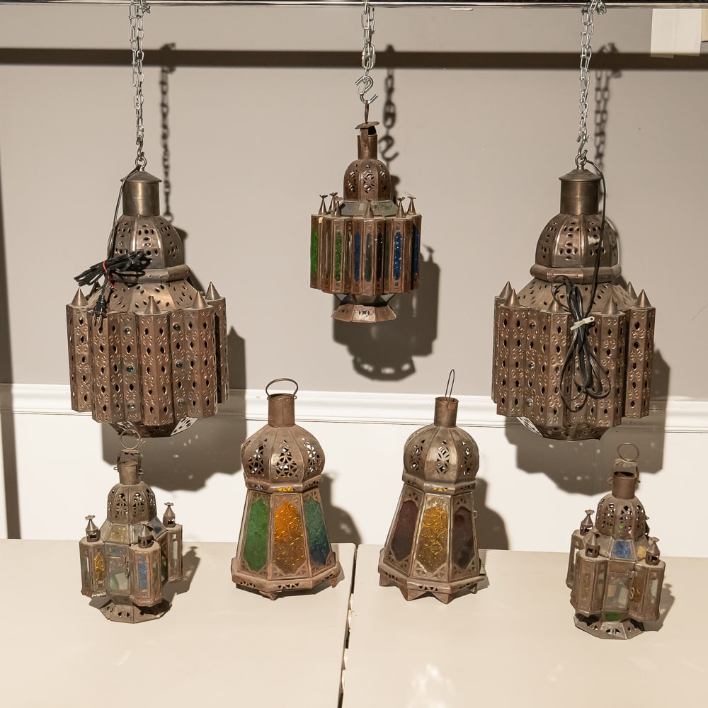 Seven Moroccan Style Pierced Metal Lamps (7) (1 of 3)