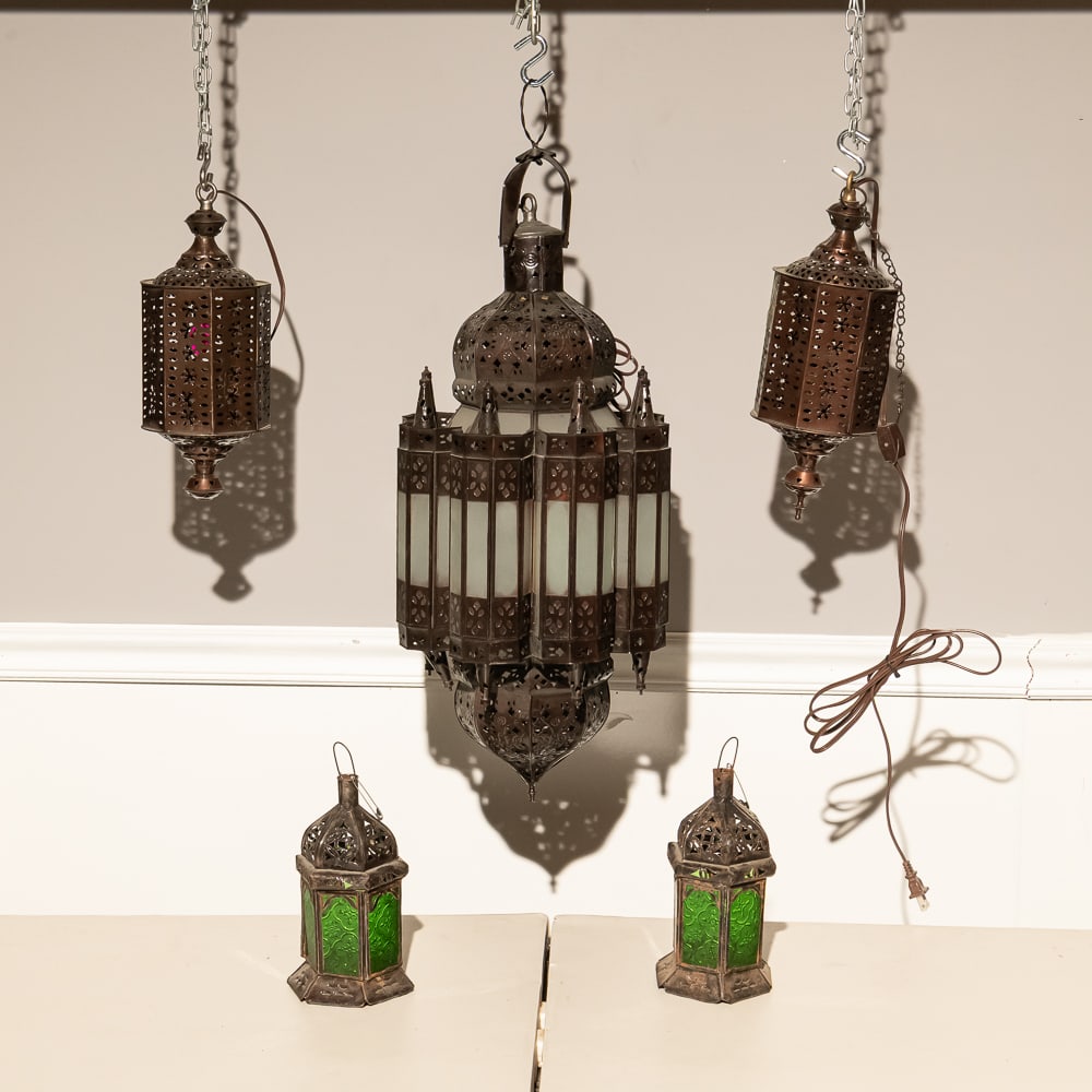 Ornate Moroccan Style Pierced Brass Lanterns (5) (1 of 3)