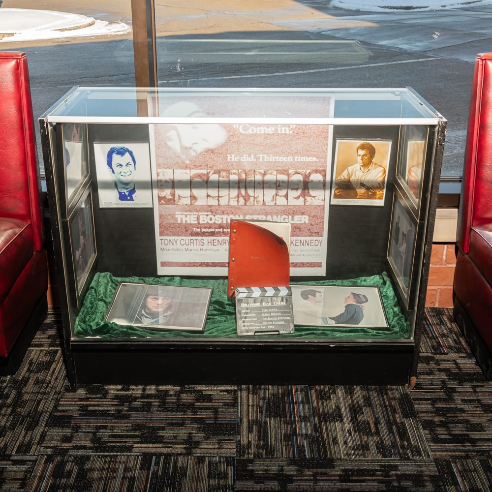 Boston Strangler Movie 1968 Shooting Script: Lot consists of the shooting script from the 1968 movie, The Boston Strangler, starring Tony Curtis, Henry Fonda, and George Kennedy as well as 6 framed color lobby cards from the movie, 2 framed phot