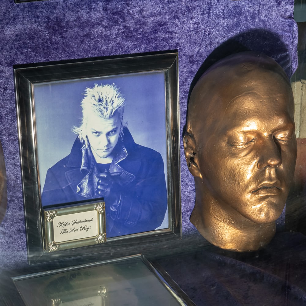 Kiefer Sutherland Life Mask for The Lost Boys: Kiefer Sutherland Life Mask for the 1987 movie, The Lost Boys. Life masks are created for special effects makeup artists to develop prosthetic appliances, ensuring a perfect fit for the actor's face.