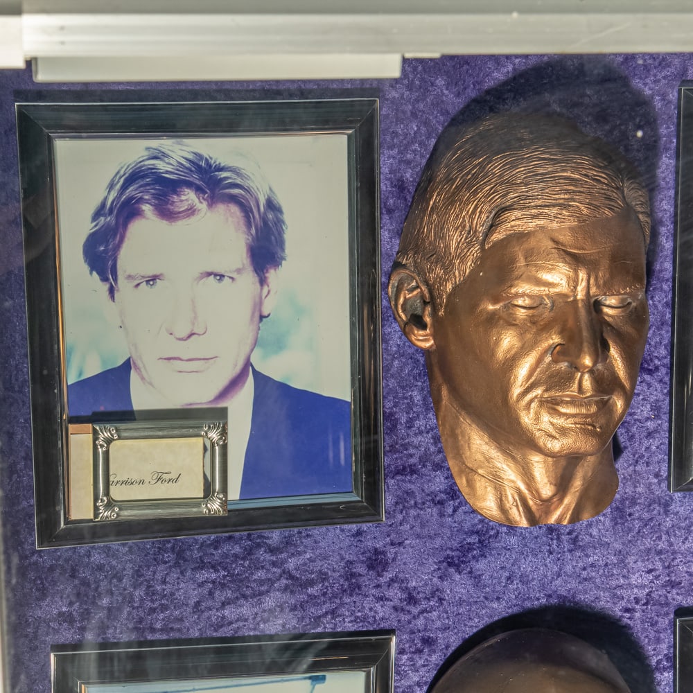 Harrison Ford Life Mask: Harrison Ford life mask for an unknown movie. In good condition. Comes with an 8 X 10 color photo of Ford.Life masks are created for special effects makeup artists to develop prosthetic appliances,