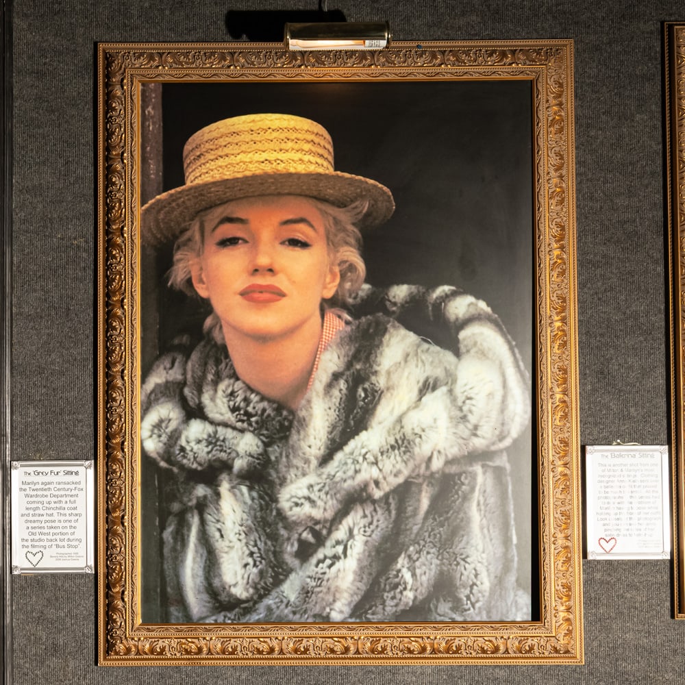 Milton Greene Marilyn Monroe Grey Fur Photograph: Photographed by Milton Greene from the 1956 "Grey Fur" sitting in in Beverly Hills during the filming of Bus Stop. In good condition. Framed with light. Measures 32"x41"x2". Buyer responsible for remo