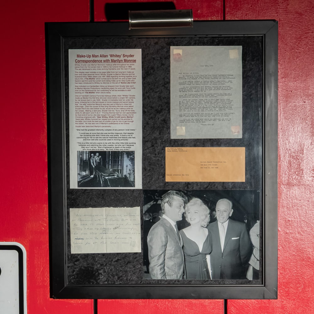 Marilyn Monroe & Allan Snyder Letter Left Case: This fascinating archival grouping centers on a 1959 typed letter from legendary Hollywood makeup artist Allan "Whitey" Snyder to Marilyn Monroe and Arthur Miller, discussing their work on The Misfits