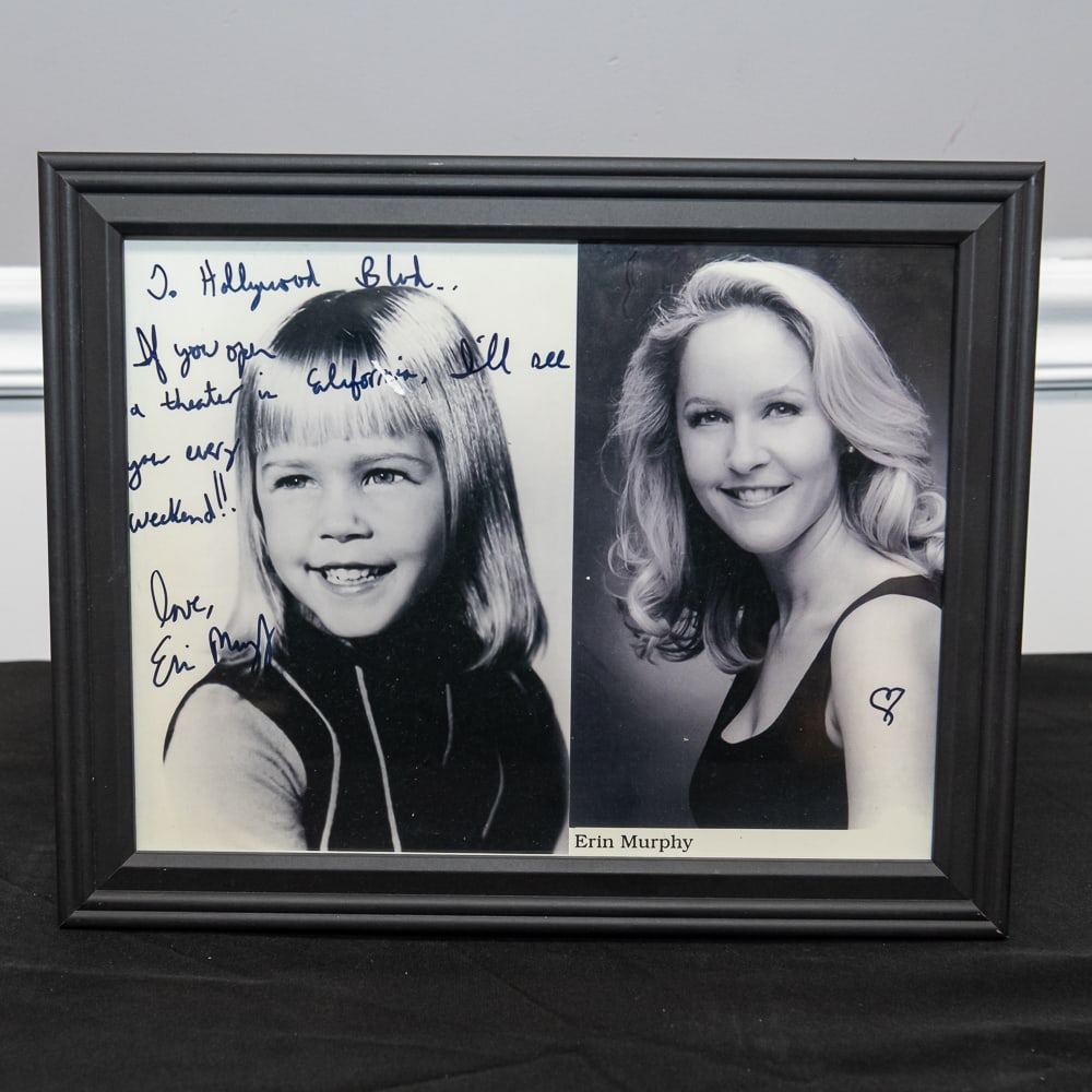 Erin Murphy Signed Bewitched Photo 12"x15": This framed display features a wonderful black-and-white "then and now" composite of Erin Murphy, best known for her role as Tabitha Stephens on the classic sitcom Bewitched. The piece includes a hear