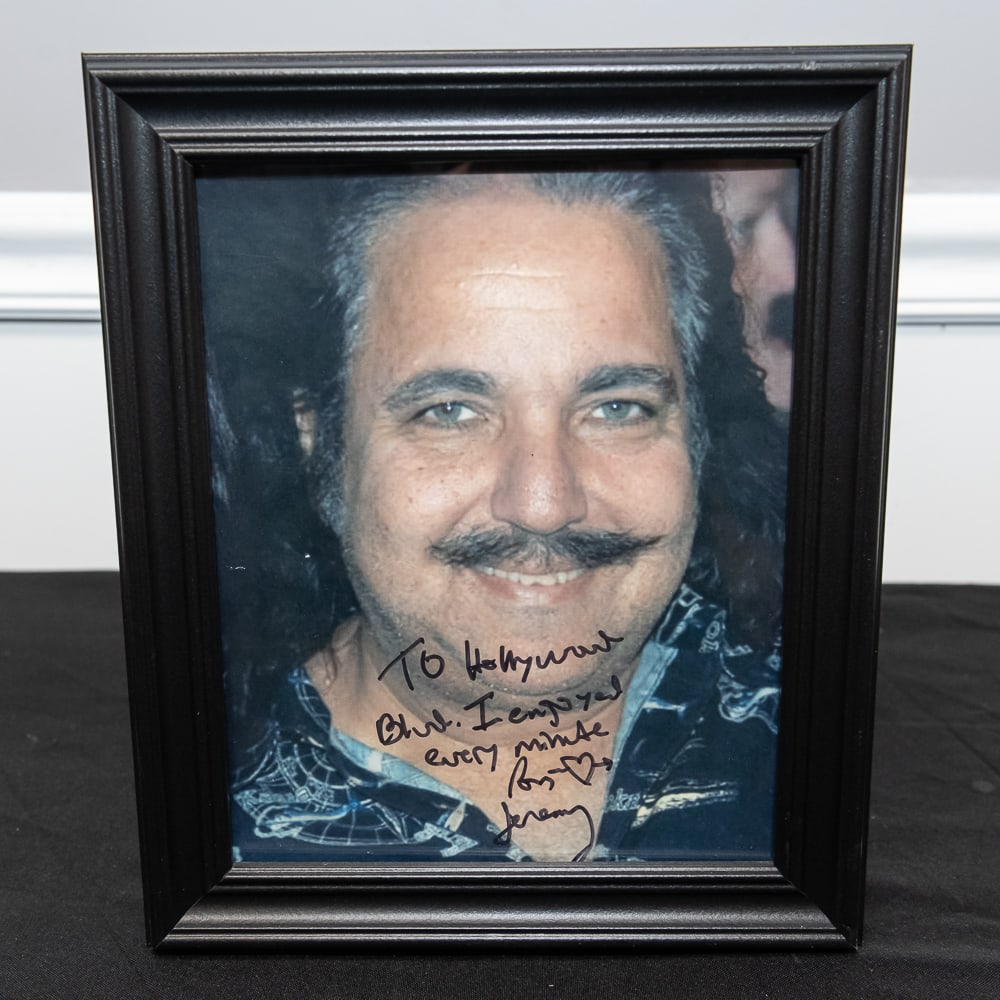 Framed Signed Jeremy Ron "Hollywood" Photo 8x10: This is a personalized, autographed color photograph of Jeremy Ron, inscribed "To Hollywood Blvd. I enjoyed every minute. Ron <3 Jeremy." Jeremy Ron was a notable figure in the adult film industry dur