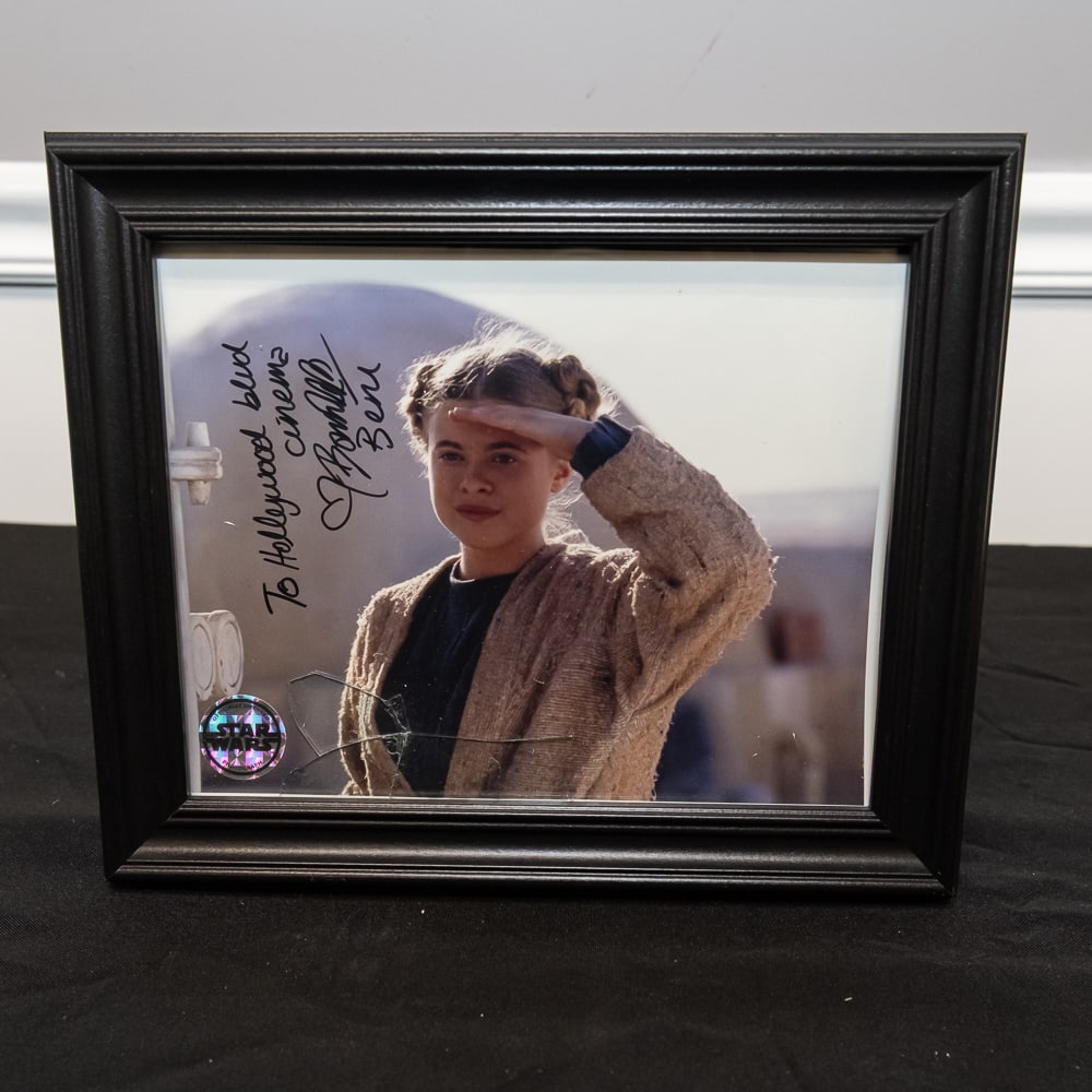 Signed Star Wars Beru Lars Bonnie Piesse 8x10: A wonderful piece of prequel-era memorabilia. This 8x10 photograph features actress Bonnie Piesse as the young Beru Whitesun Lars, as seen in Star Wars: Episode II - Attack of the Clones. The piece is