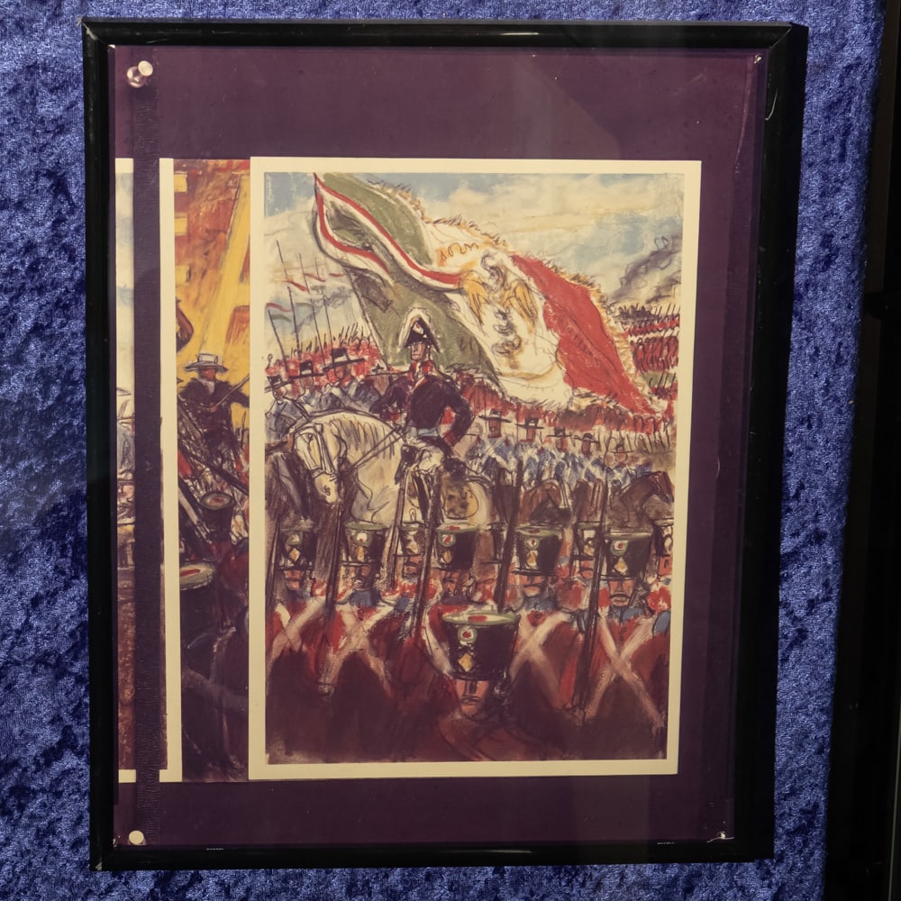 Alamo "1824" Flag Framed Art Print: This evocative piece captures the spirit of the Texas Revolution, centered on the iconic "1824" Mexican Federal Republic flag flown during the Siege of the Alamo. Rendered in a loose, illustrative