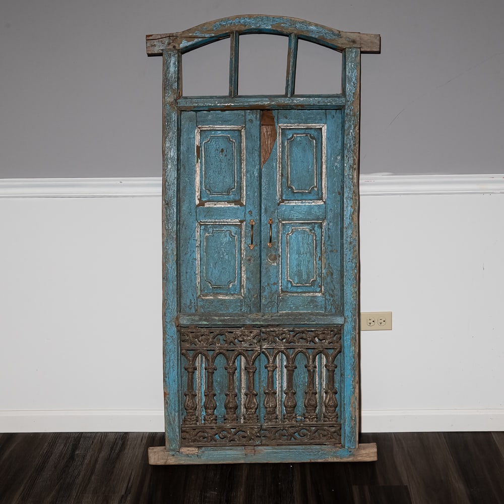 Vintage Blue Wood Balcony Window (1 of 6)