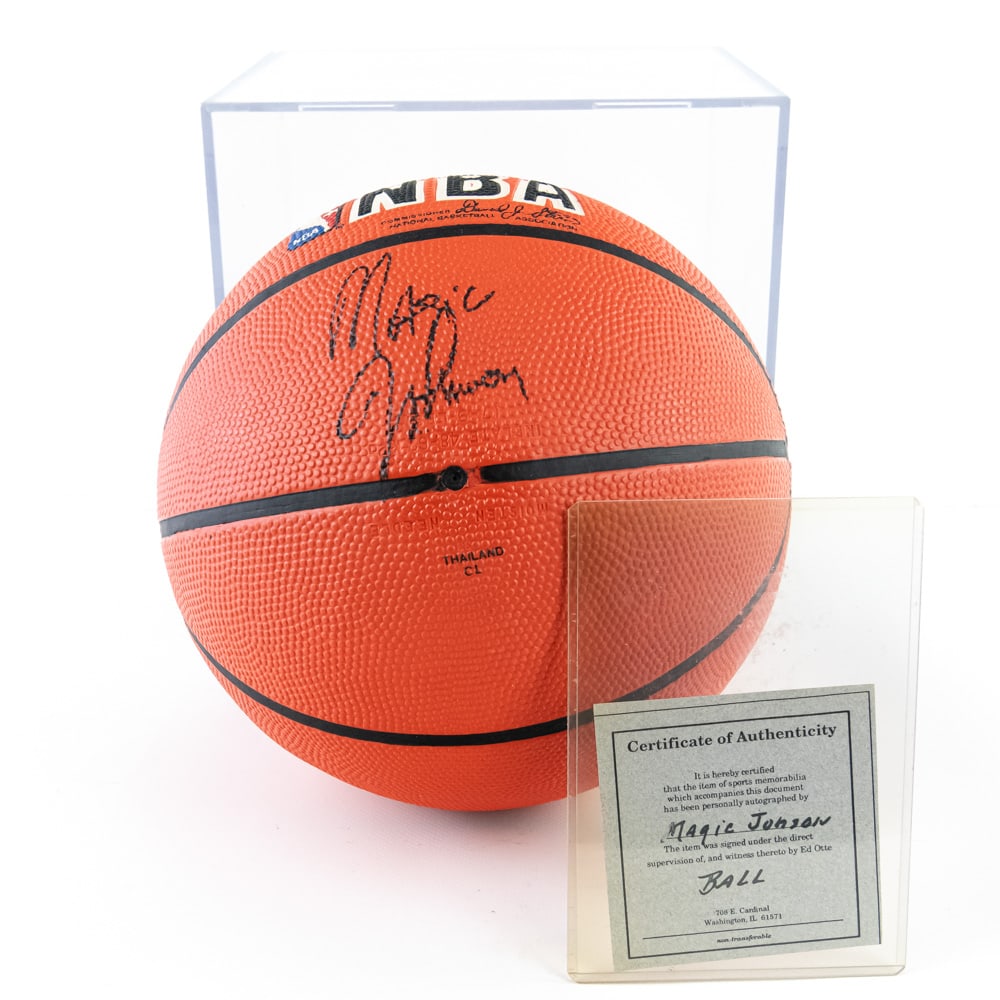 Magic Johnson Autographed NBA Spalding Basketball (1 of 4)