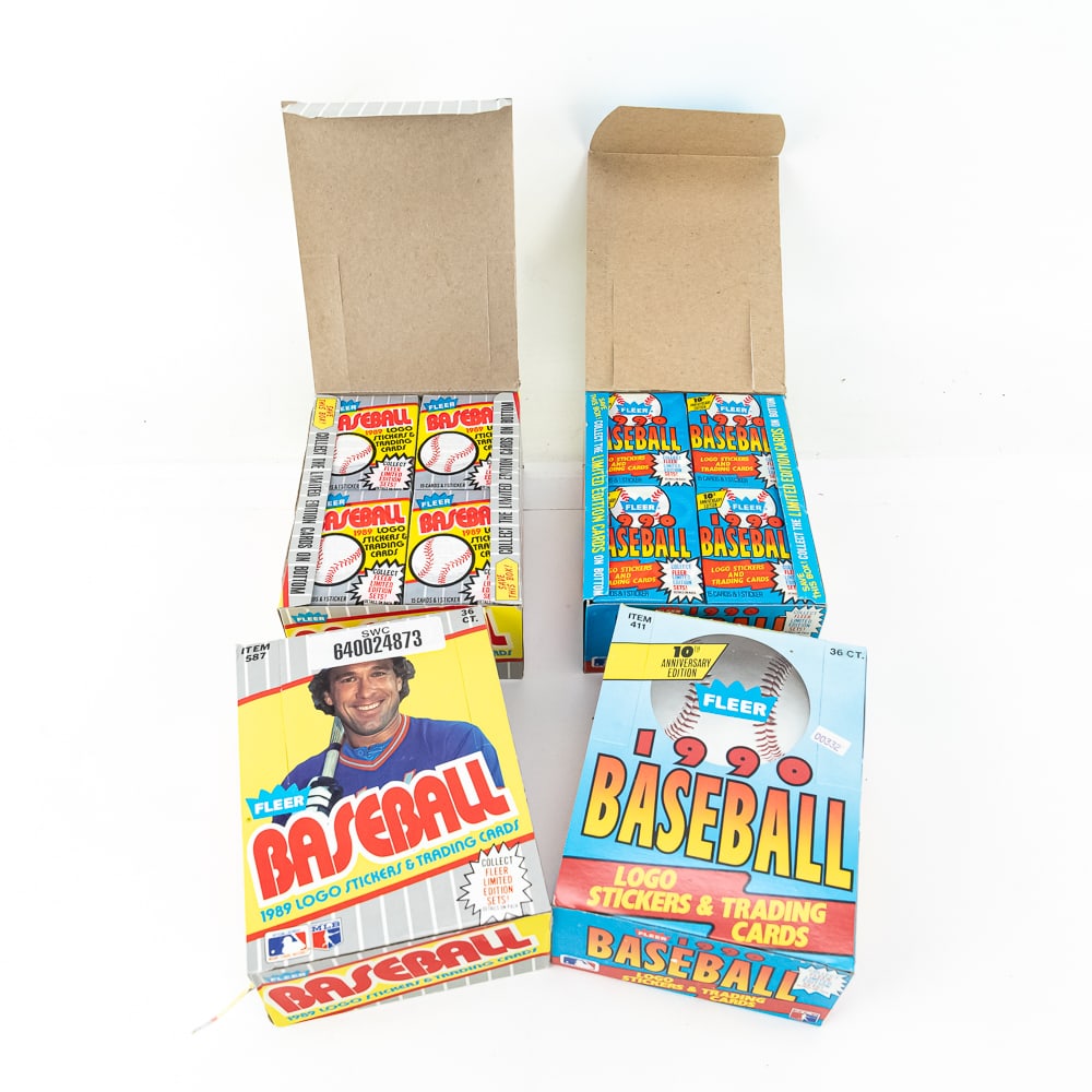 (2) 1989 Fleer MLB & (2) 1990 Fleer MLB Wax Boxes (1 of 5)