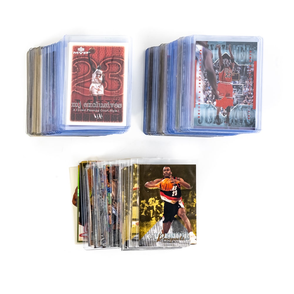 65 Assorted Michael Jordan NBA Basketball Cards &+: Collection features (65) assorted Michael Jordan raw NBA Basketball cards including Upper Deck MJ Exclusives, Athlete of the Century, MJ Time Line, Collectors Choice and many others. Additionally show