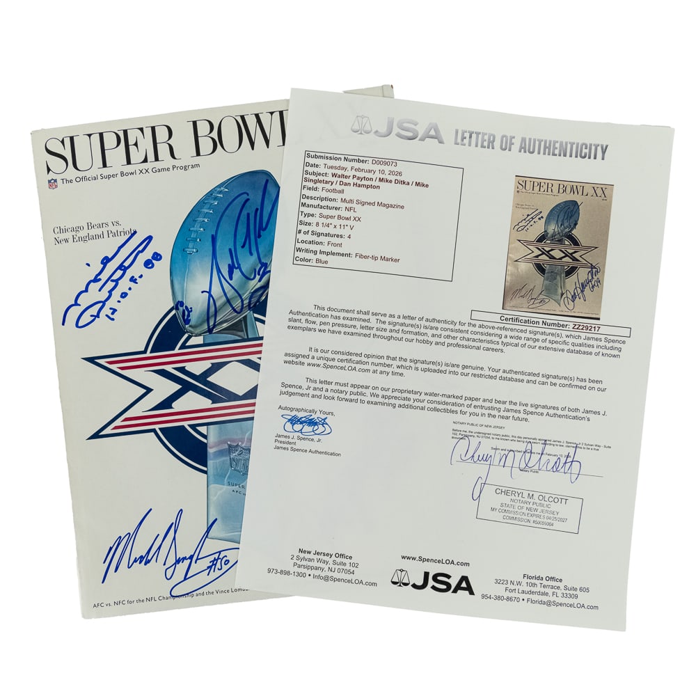 Ditka Payton Singletary Hampton AUTO SB XX Program (1 of 7)