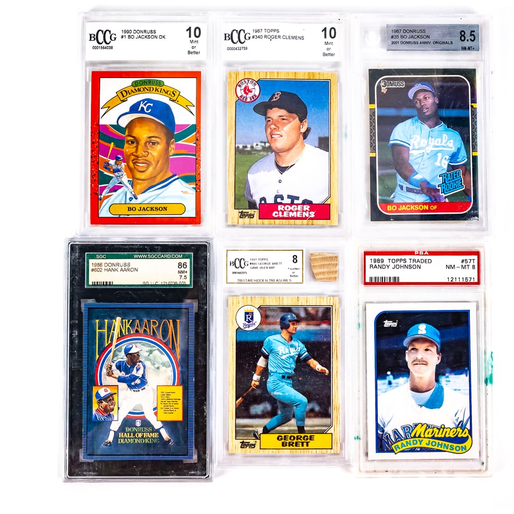 87 Topps Brett w Bat Piece 87 Donruss Bo J & More (1 of 13)