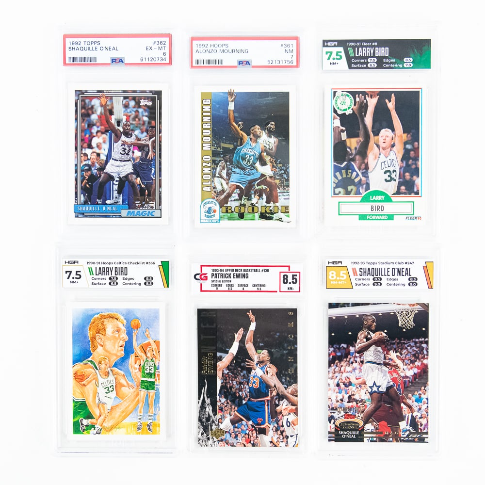 (6) NBA Slabbed Card Assortment Bird Shaq Ewing + (1 of 13)