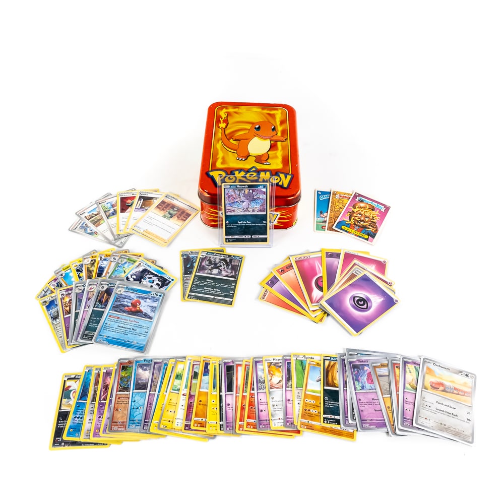 Collection of (71) Assorted Pokemon Cards in Tin + (1 of 10)