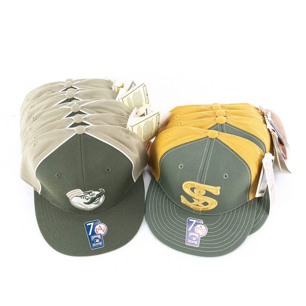 (12) Reds & White Sox Fitted Cooperstown Coll Hats: Collection showcases (8) Cincinnati Reds Cooperstown Collection fitted hats by American Needle showcasing the iconic "Mr. Red" Logo & (4) Chicago White Sox Cooperstown Collection fitted hats by Americ