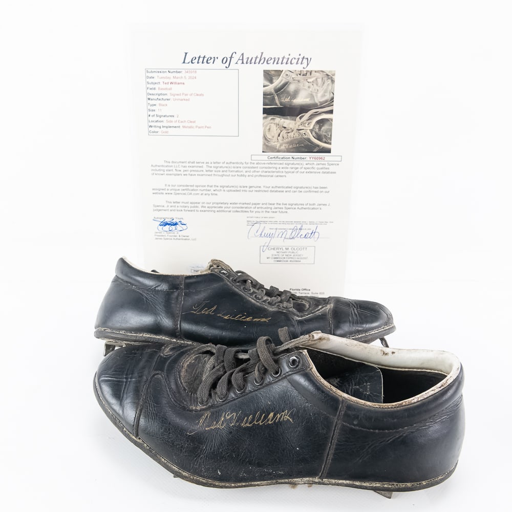 Ted Williams DOUBLE AUTOGRAPHED Vintage Cleats COA (1 of 16)