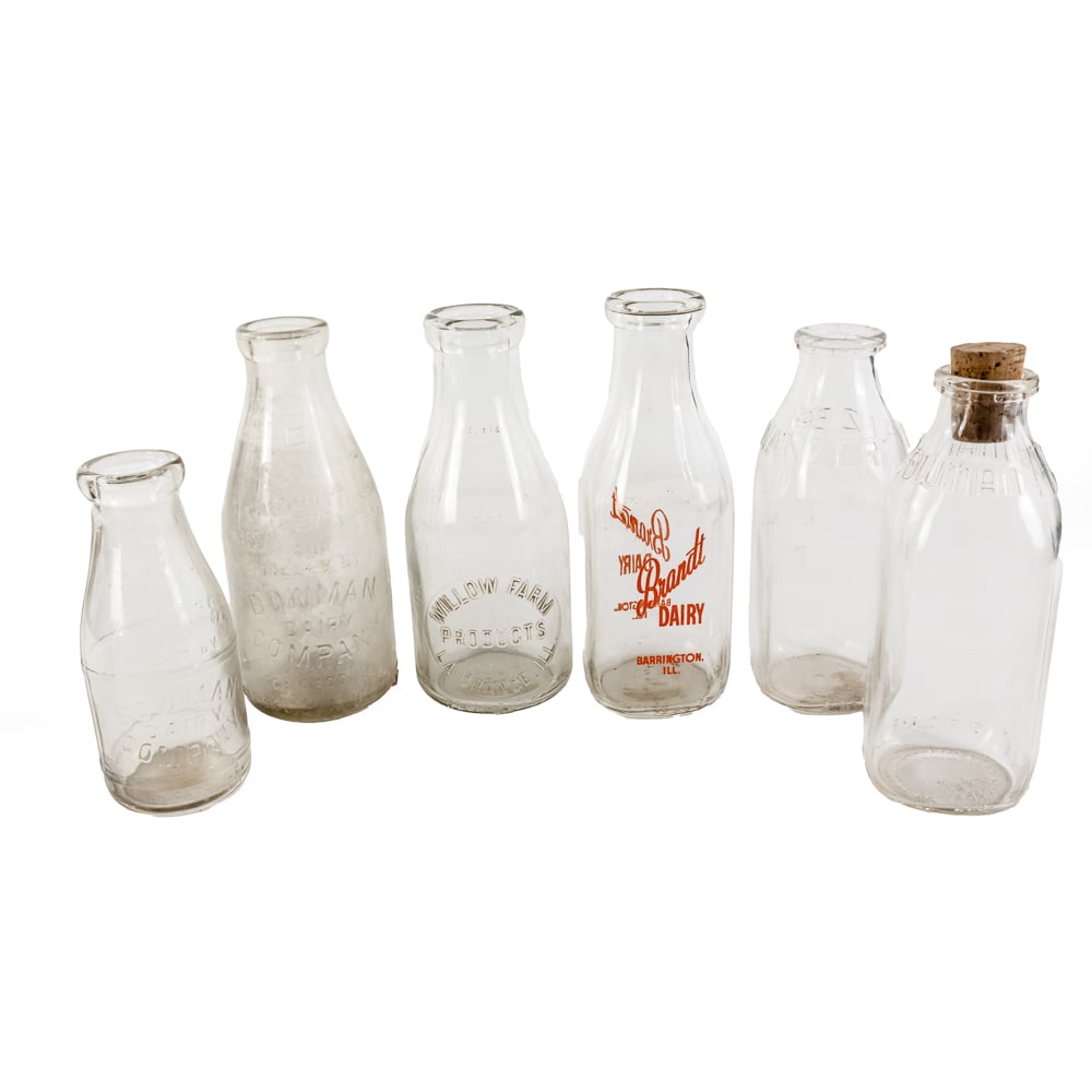 (6) Vintage Glass Milk Bottles (1 of 5)
