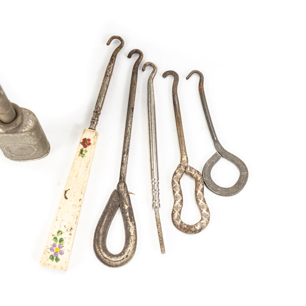 Vintage Cast Iron Pinking Machine, Button Hooks - 3