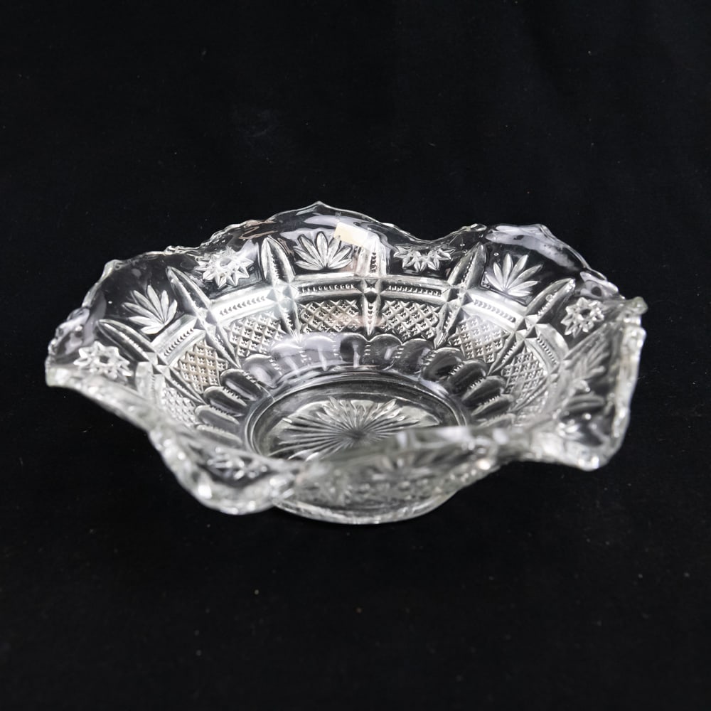 (6) Assorted Pattern Glass & Gilt Rim Tableware - 12