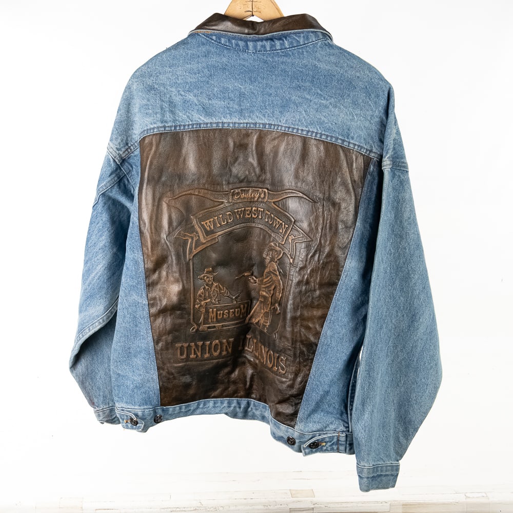 Donley's Wild West Town Denim/Leather Jacket Sz L (1 of 7)