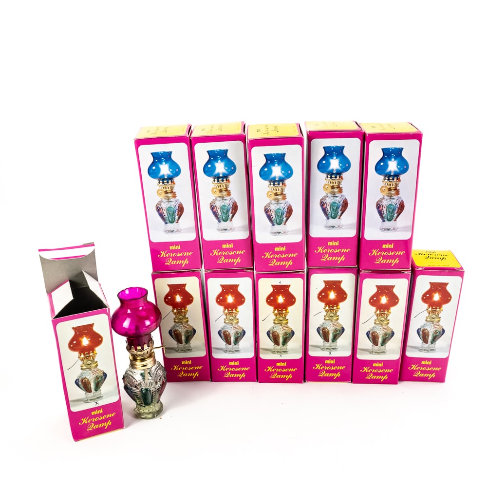 NOS Dozen Mini Red Kerosene Lamps (1 of 5)