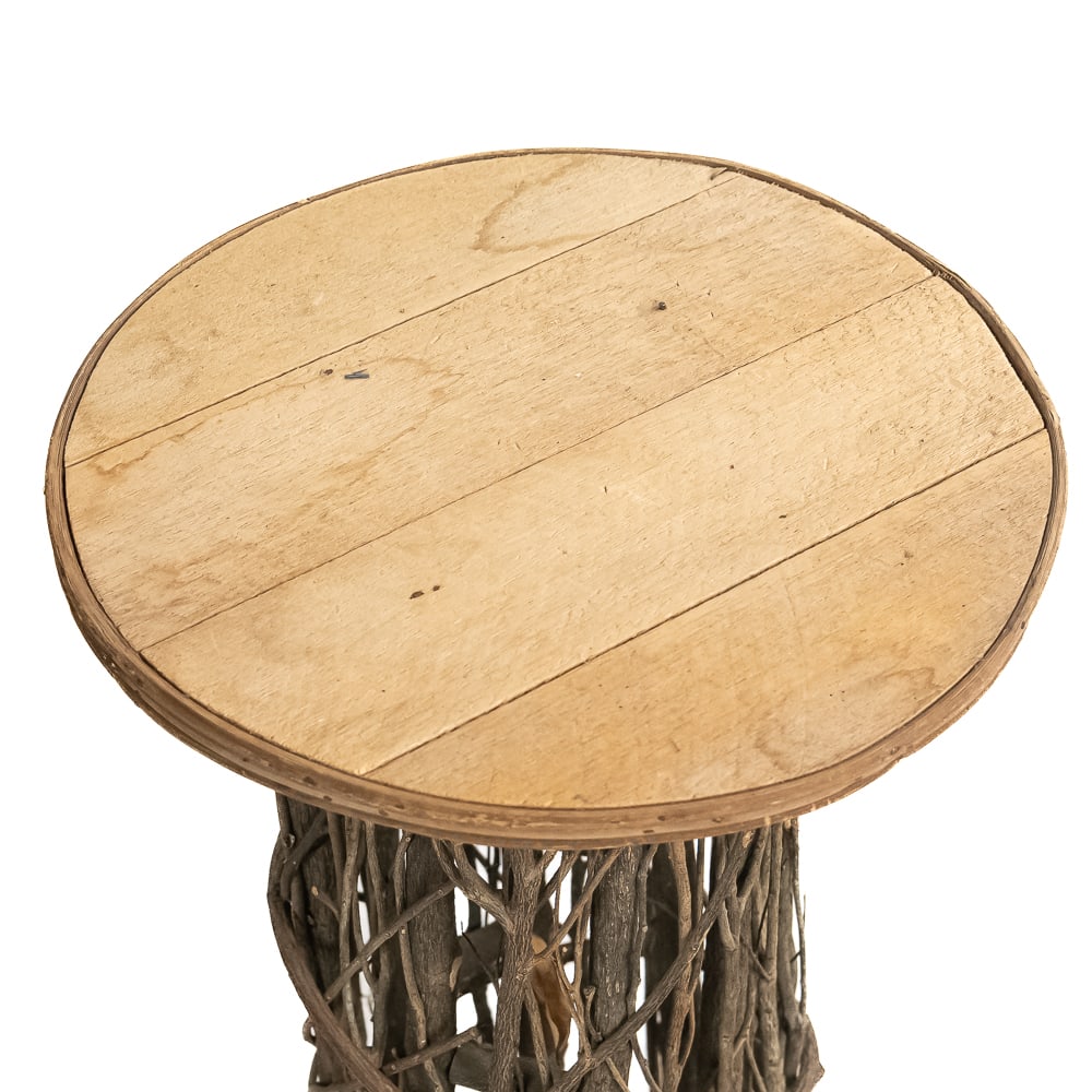 (2) Rustic Twig Pedestal Side Tables - 2