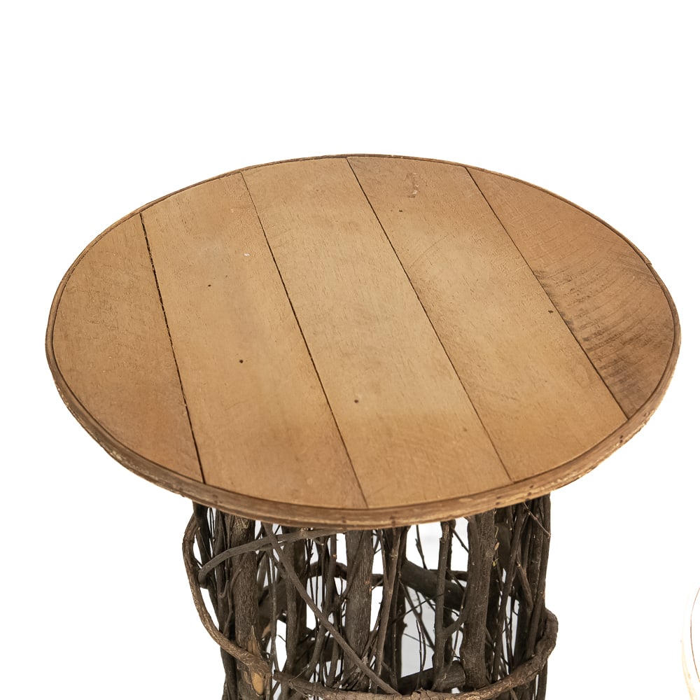 (2) Rustic Twig Pedestal Side Tables - 3