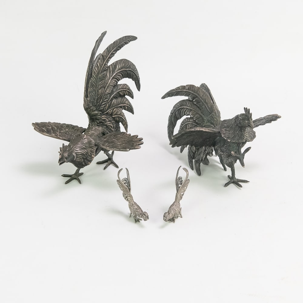 2-Pair Vintage Decorative Metal Fighting Cocks (1 of 13)