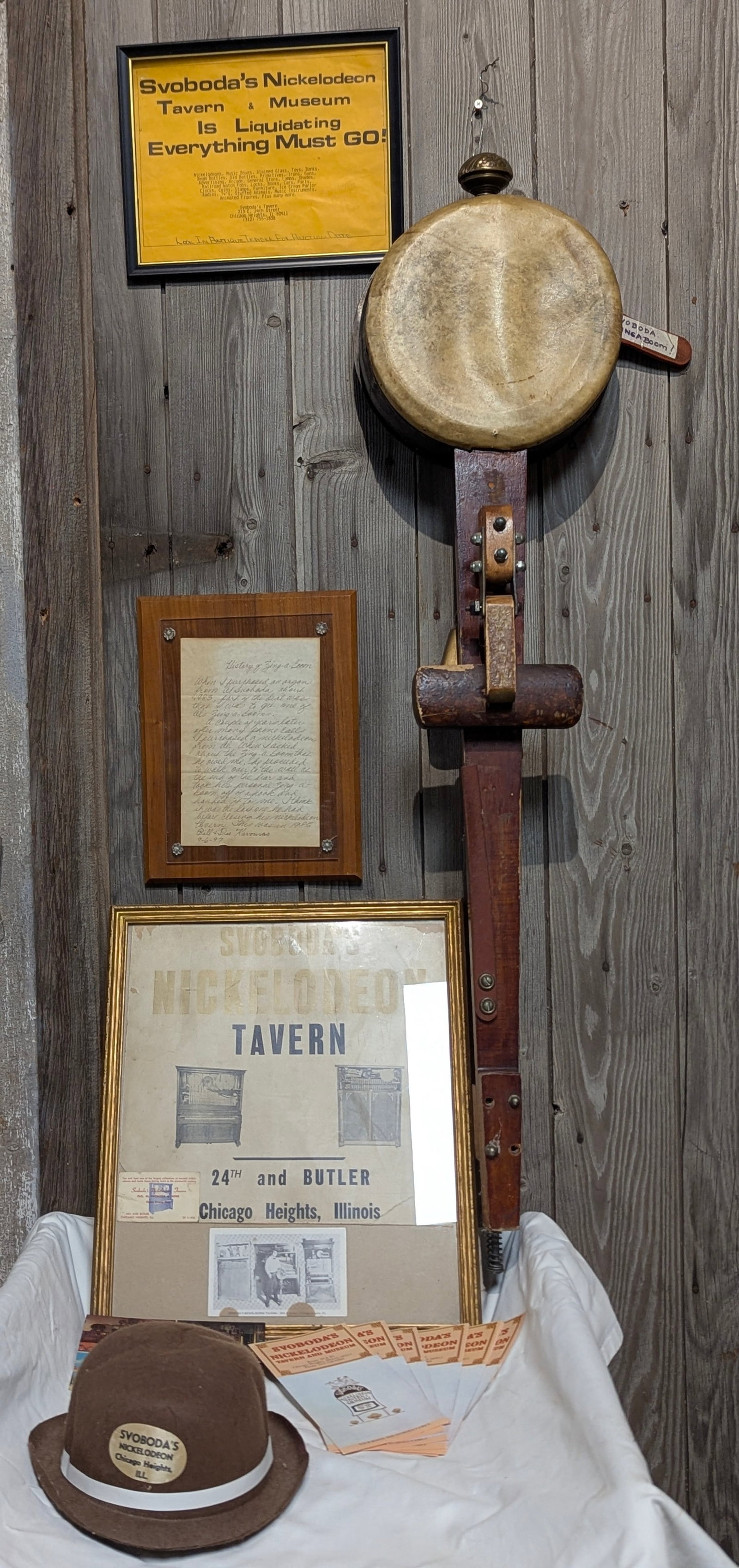 Svoboda's Personal "Zing-a-Boom" Lot: This exceptional lot features an artifact of significant provenance: the personal "Zing-a-Boom" percussion instrument owned and used by Al Svoboda of the legendary Svoboda’s Nickelodeon Tavern